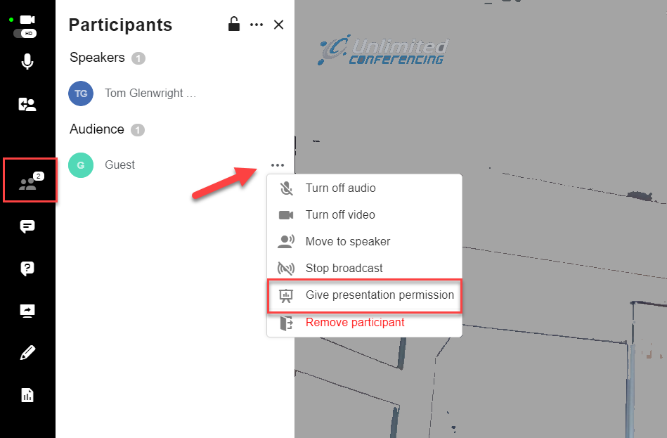 How to give presentation permission